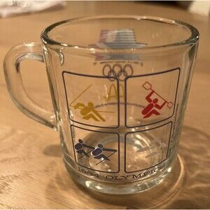 Vintage McDonalds 1984 Summer Olympics Los Angeles CA Glass Coffee Tea Mug Cup